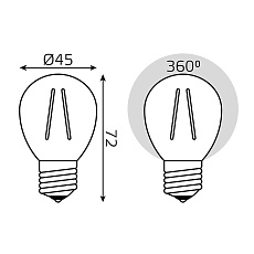Лампа светодиодная филаментная диммируемая Gauss E27 7W 2700K прозрачная 105802107-S 1