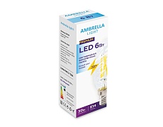 Лампа светодиодная филаментная Ambrella light E14 6W 4200K прозрачная 202124 1