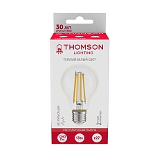 Лампа светодиодная филаментная Thomson E27 13W 2700K груша прозрачная TH-B2367 2