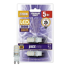 Лампа светодиодная Jazzway G9 5W 2700K прозрачная 2шт 1036667B