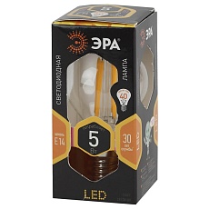 Лампа светодиодная филаментная ЭРА E14 5W 2700K прозрачная F-LED P45-5W-827-E14 Б0019006 2