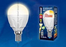 Лампа светодиодная диммируемая Uniel E14 6W 3000K матовая LED-G45-6W/WW/E14/FR/DIM PLP01WH UL-00000694 1