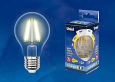 Лампа светодиодная филаментная Uniel E27 7W 3000K прозрачная LED-A60-7W/WW/E27/CL/MB GLM10TR UL-00002366 1