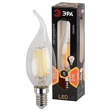 Лампа светодиодная филаментная ЭРА E14 5W 2700K прозрачная F-LED BXS-5W-827-E14 Б0043436 1