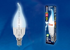 Лампа светодиодная диммируемая Uniel E14 6W 4500K матовая LED-CW37-6W/NW/E14/FR/DIM PLP01WH UL-00000727 1