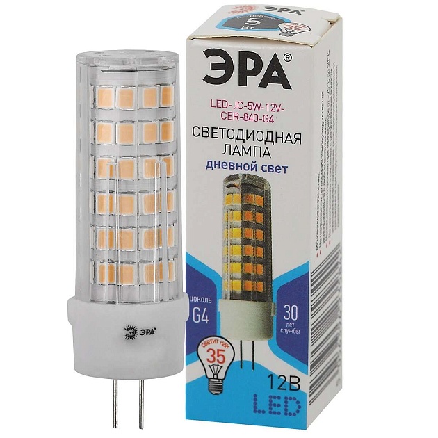 Лампа светодиодная ЭРА LED JC-5W-12V-CER-840-G4 Б0056750 фото 3