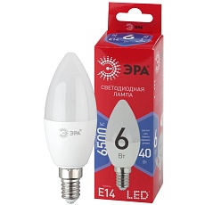 Лампа светодиодная ЭРА E14 6W 6500K матовая B35-6W-865-E14 R Б0045339 2