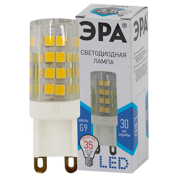Лампа светодиодная ЭРА G9 3,5W 4000K прозрачная LED JCD-3,5W-CER-840-G9 Б0027862 фото 3