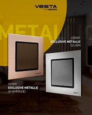 Выключатель одноклавишный Vesta-Electric Exclusive Silver Metallic серебро FVK050305SER 3