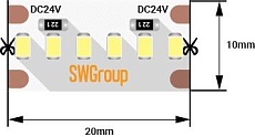 Светодиодная лента SWG 19,2W/m 60LED/m 2216SMD теплый белый 5M 003604 1