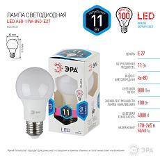 Лампа светодиодная ЭРА E27 11W 4000K матовая LED A60-11W-840-E27 Б0029821 2
