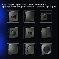 Проходной переключатель встраиваемый Voltum S70 одноклавишный с подсветкой 10А, (титан) VLS010406 2