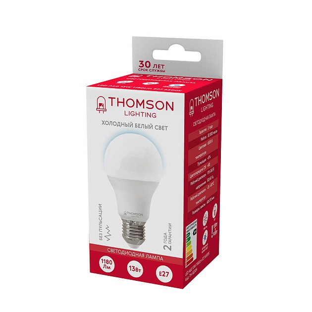 Лампа светодиодная Thomson E27 13W 6500K груша матовая TH-B2304 фото 3