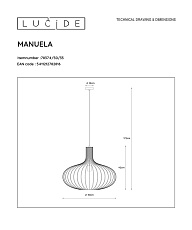 Подвесной светильник Lucide Manuela 78374/50/33 1