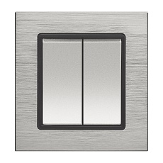Выключатель двухклавишный Vesta-Electric Exclusive Silver Metallic серебро FVK050203SER