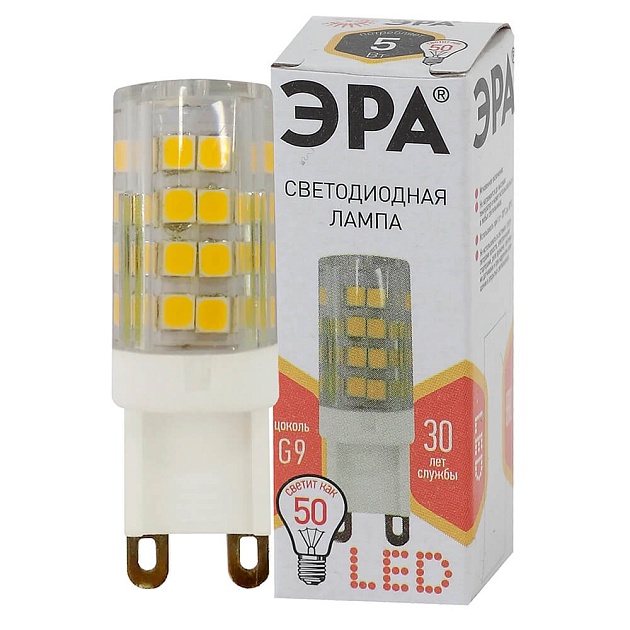 Лампа светодиодная ЭРА G9 5W 2700K прозрачная LED JCD-5W-CER-827-G9 Б0027863 фото 2