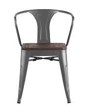 Барный стул Tolix Arm Wood серебристый матовый + темное дерево YD-H440AR-W YG-15 5