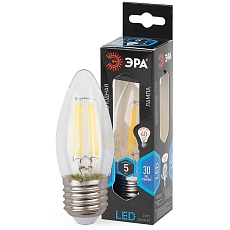 Лампа светодиодная филаментная ЭРА E27 5W 4000K прозрачная F-LED B35-5W-840-E27 Б0027934 3