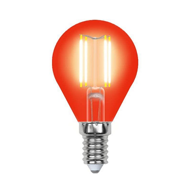 Лампа светодиодная филаментная Uniel E14 5W красная LED-G45-5W/RED/E14 GLA02RD UL-00002985 фото 