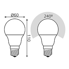 Лампа светодиодная диммируемая Gauss E27 11W 6500К матовая 102502311-D 1