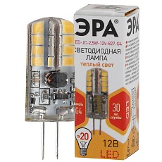 Лампа светодиодная ЭРА G4 2,5W 2700K прозрачная LED JC-2,5W-12V-827-G4 Б0033191 2