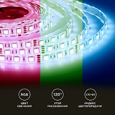 Светодиодная влагозащищенная лента Apeyron 14,4W/m 60LED/m 5050SMD разноцветная 5M 00-12 3