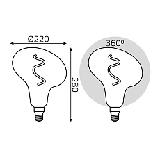 Лампа светодиодная филаментная Gauss E27 6W 2400K серая 165802008 4