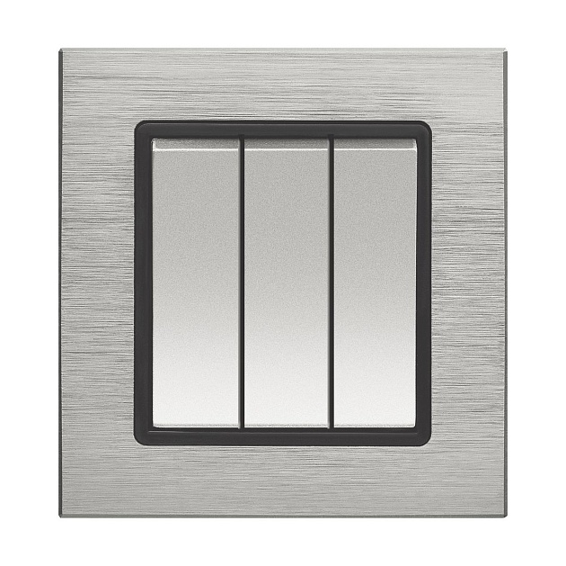 Выключатель трехклавишный Vesta-Electric Exclusive Silver Metallic серебро FVK050306STA фото 