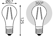 Лампа светодиодная филаментная Gauss E27 26W 2700K прозрачная 102902126 1