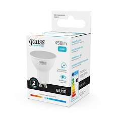 Лампа светодиодная Gauss GU10 5.5W 4100K матовая 13626 4