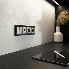 Выключатель двухклавишный проходной с подсветкой (дымчатый) W1222104/ a069459 2