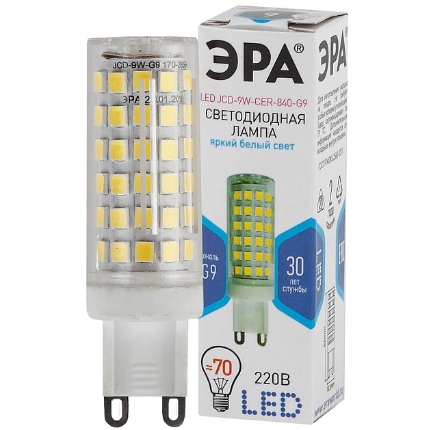 Лампа светодиодная ЭРА G9 9W 4000K прозрачная LED JCD-9W-CER-840-G9 Б0033186 фото 3