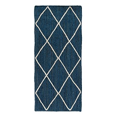 Ковер Tkano из джута темно-синего цвета с геометрическим рисунком из коллекции Ethnic, 70х160 см TK21-DR0011
