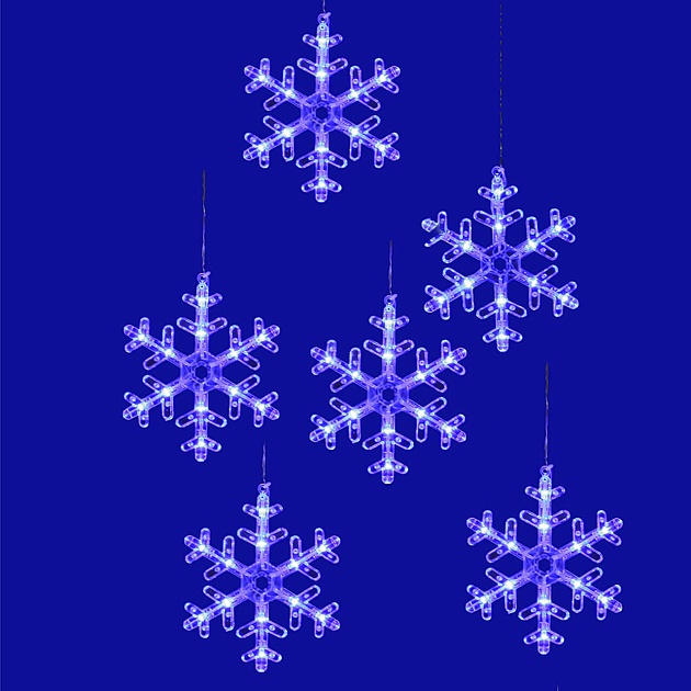 Светодиодная гирлянда Uniel занавес Снежинки-1 220V синий ULD-E1503-072/DTA Blue IP20 Snowflakes-3 UL-00007336 фото 4