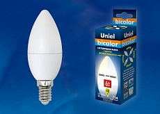 Лампа светодиодная Uniel E14 6W 4000K матовая LED-C37-6W/WW+NW/E14/FR PLB01WH UL-00001570 1