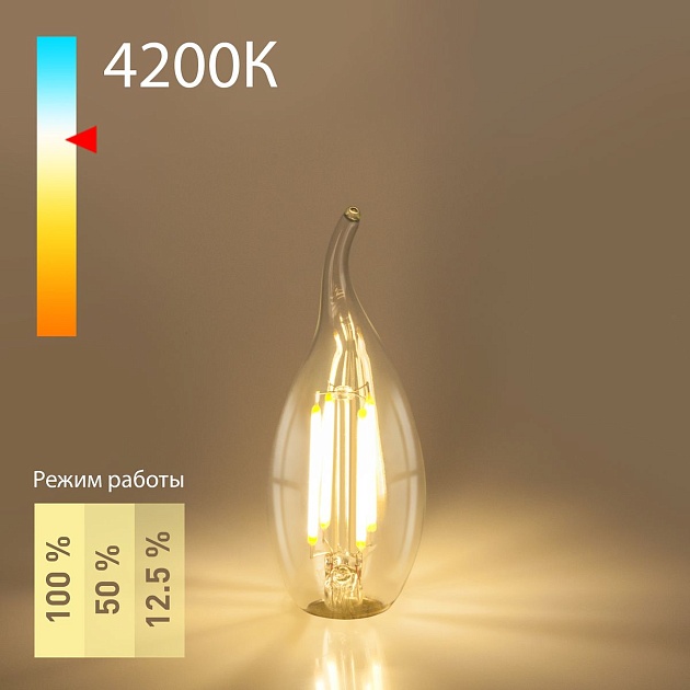 Лампа светодиодная филаментная диммируемая Elektrostandard E14 5W 4200K прозрачная a055830 фото 2