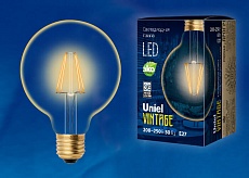 Лампа светодиодная филаментная Uniel E27 6W 2250K прозрачная LED-G95-6W/GOLDEN/E27 GLV21GO UL-00002359 1