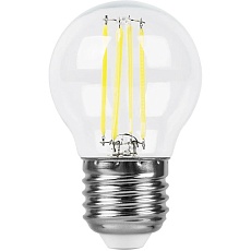 Лампа светодиодная филаментная Feron E27 5W 2700K Шар Прозрачная LB-61 25581 1