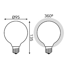 Лампа светодиодная филаментная диммируемая Gauss E27 10W 3000К матовая 189202110-D 4