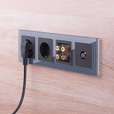 Розетка с заземлением, безвинтовой зажим Werkel черный матовый W1171308 4690389156908 1