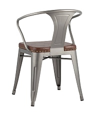Барный стул Tolix Arms Soft с подлокотниками серебристый LF718H GREY 7083+PU7002 3