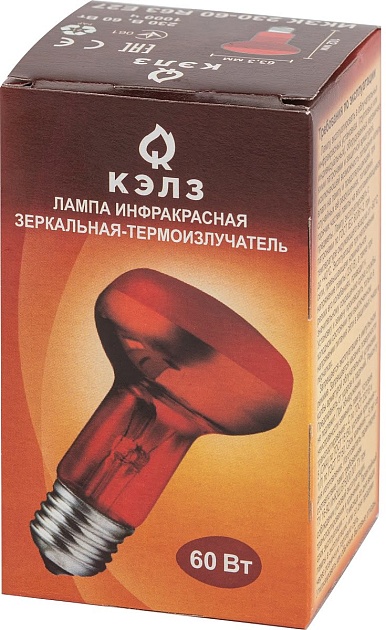 Лампа инфракрасная ЭРА E27 60 Вт для обогрева животных и освещения ИКЗК 230-60 Вт R63 Е27 Б0057281 фото 5