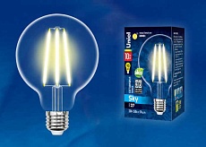 Лампа светодиодная филаментная Uniel E27 10W 3000K прозрачная LED-G95-10W/3000K/E27/CL PLS02WH UL-00004862 1