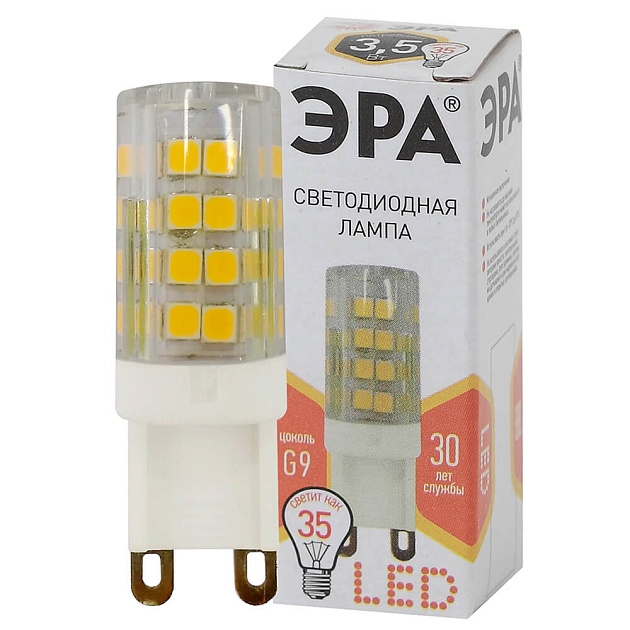 Лампа светодиодная ЭРА G9 3,5W 2700K прозрачная LED JCD-3,5W-CER-827-G9 Б0027861 фото 3