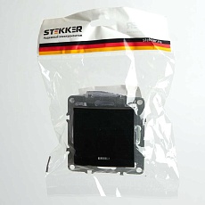 Выключатель одноклавишный Stekker Эрна с подсветкой черный PSW10-9101-03 49146 1