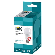 Лампа светодиодная IEK E27 13W 4000K матовая LLE-A60-13-230-40-E27 1