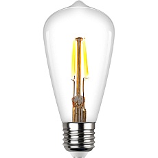 Лампа светодиодная филаментная REV VINTAGE ST64 E27 5W DECO Premium теплый свет груша 32435 5 1