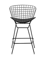 Полубарный стул Stool Group с низкой спинкой Bertoia черный с черной подушкой BTY-24L-P6 BL/BL 4
