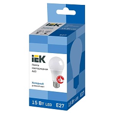 Лампа светодиодная IEK E27 15W 6500K матовая LLE-A60-15-230-65-E27 1