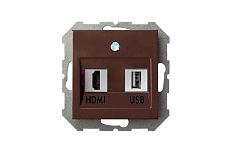 Розетка HDMI/USB Liregus Epsilon коричневый 28-156 1